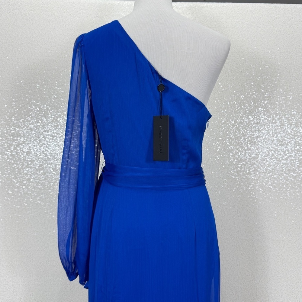 Gianni Bini Cobalt Blue One Shoulder Hi Low Dress Size 8 Asymmetrical Chiffon - Picture 10 of 13